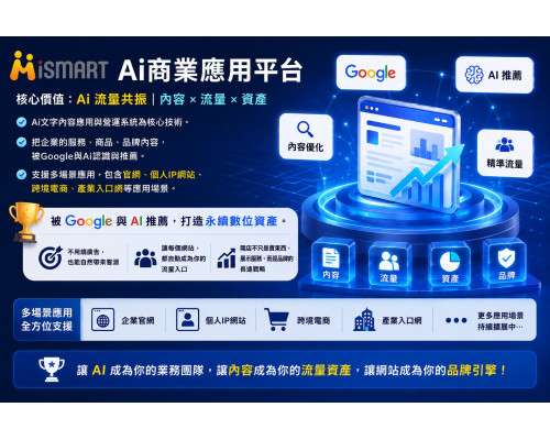 iSmart Ai開店系統 V2 創業版:自帶流量池的獨立站,結合分級分潤機制,讓流量不只帶來商機,更逐步累積為你的永續數位資產 iSmart Ai開店系統 V2 創業版:自帶流量池的獨立站,結合分級分潤機制,讓流量不只帶來商機,更逐步累積為你的永續數位資產