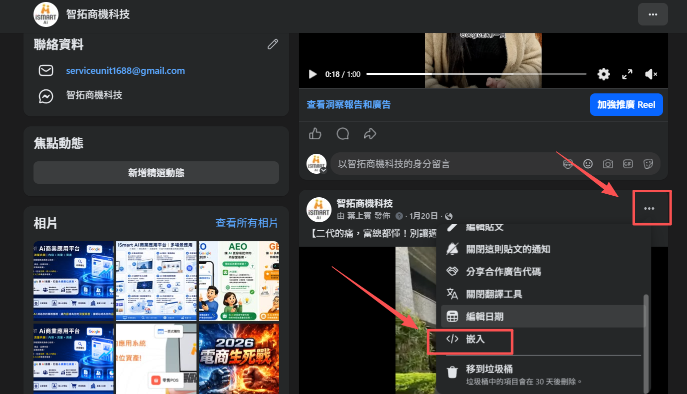 FB 選擇嵌入